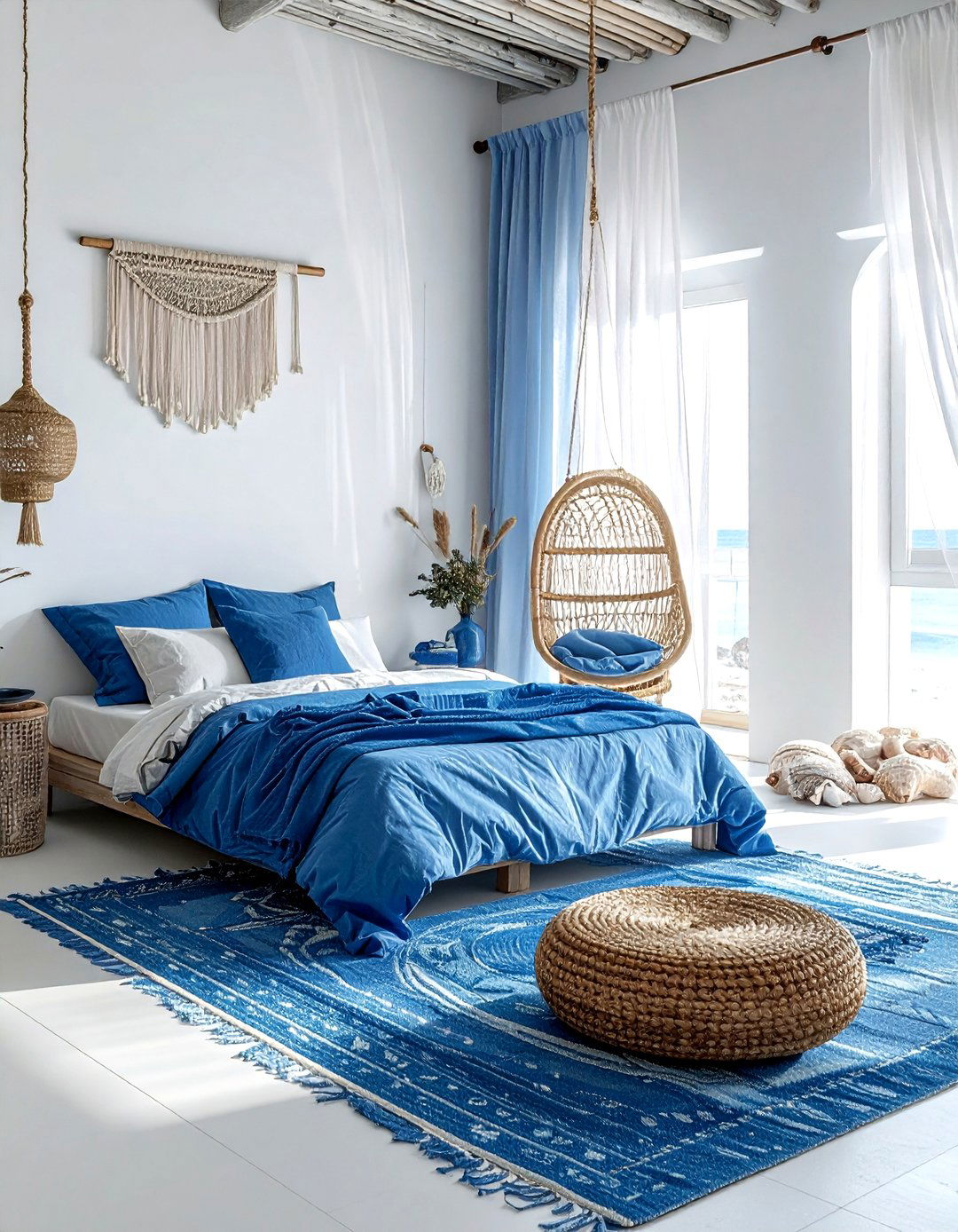 Ocean Blue Bohemian Retreat - 30 bohemian blue bedroom ideas