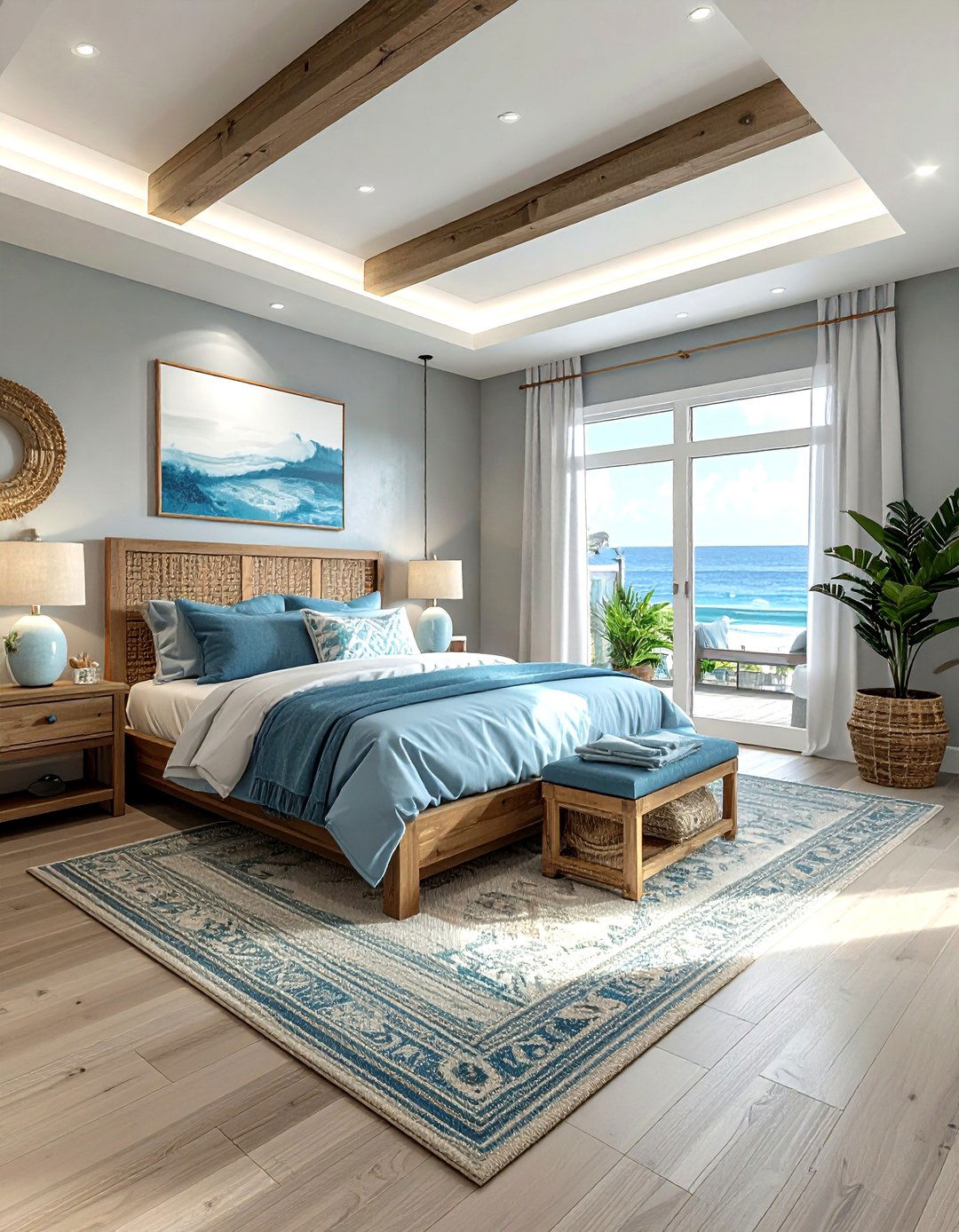 Ocean Blue and Stone Gray - 30 blue and gray bedroom ideas