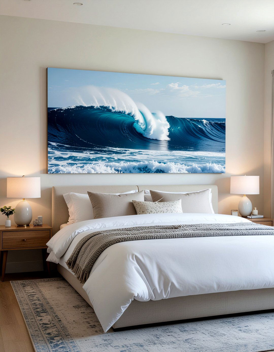 Ocean Wave Art - 30 Hawaiian bedroom ideas