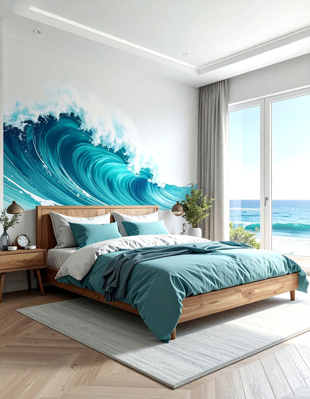 Ocean Wave Mural - 30 mermaid bedroom ideas