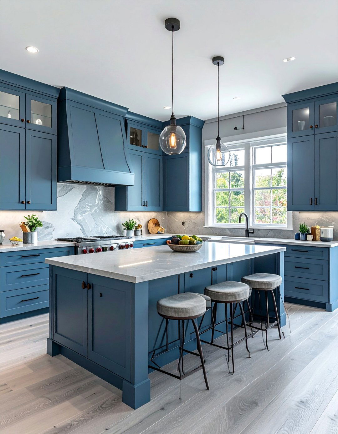 Ocean blue and misty gray kitchen - 30 blue and gray kitchen ideas