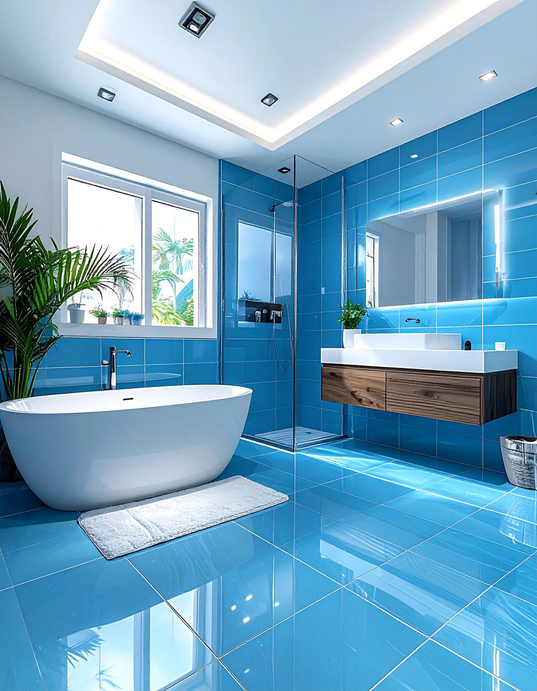 Ocean blue bathroom tile - 30 blue bathroom design ideas