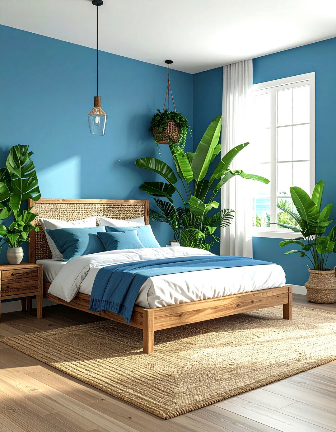Ocean blue tropical bedroom - 30 modern blue bedroom ideas