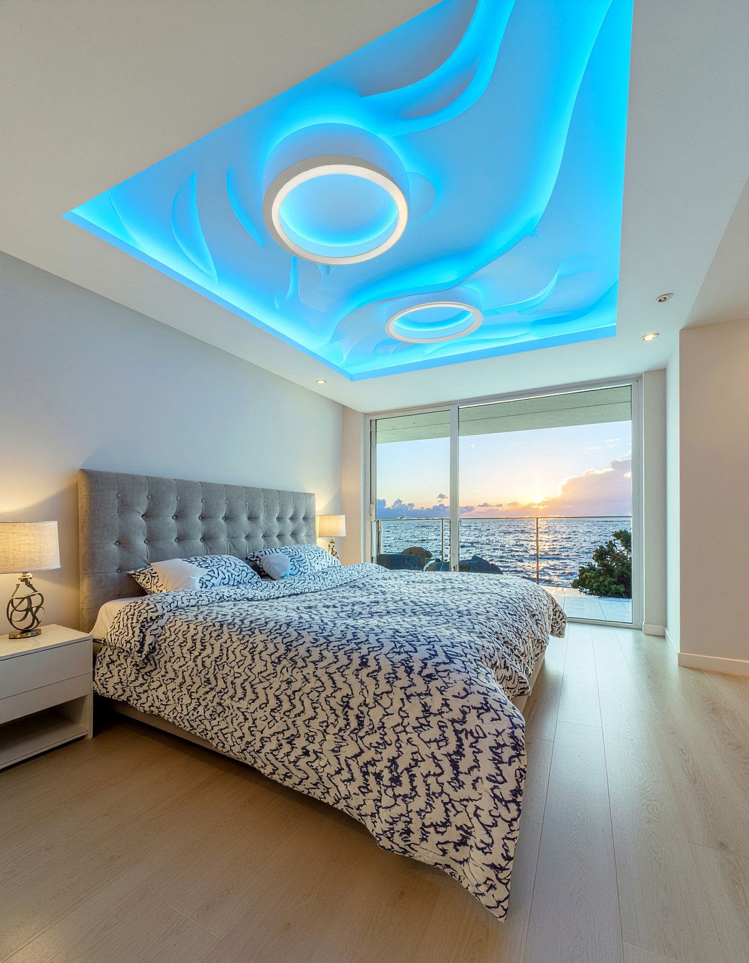 Ocean wave ceiling - 30 underwater bedroom ideas