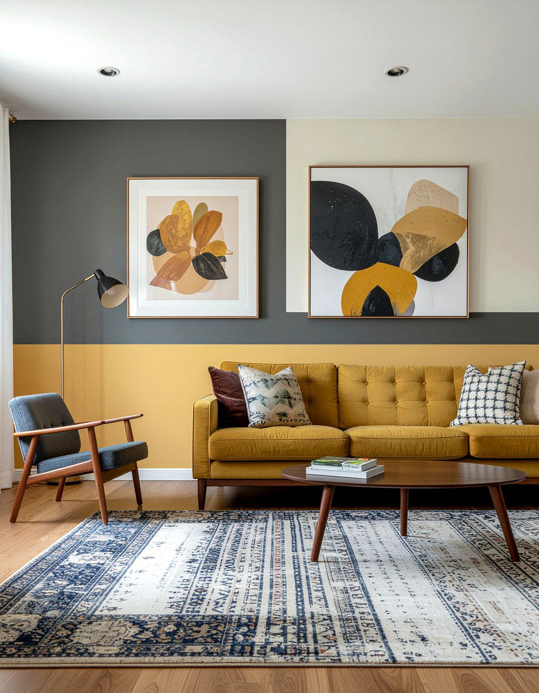 Ochre And Charcoal Living Room Wall - 30 living room two tone walls
