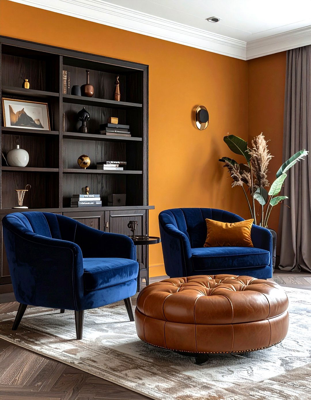 Ochre Living Room Wall - 30 accent wall paint ideas