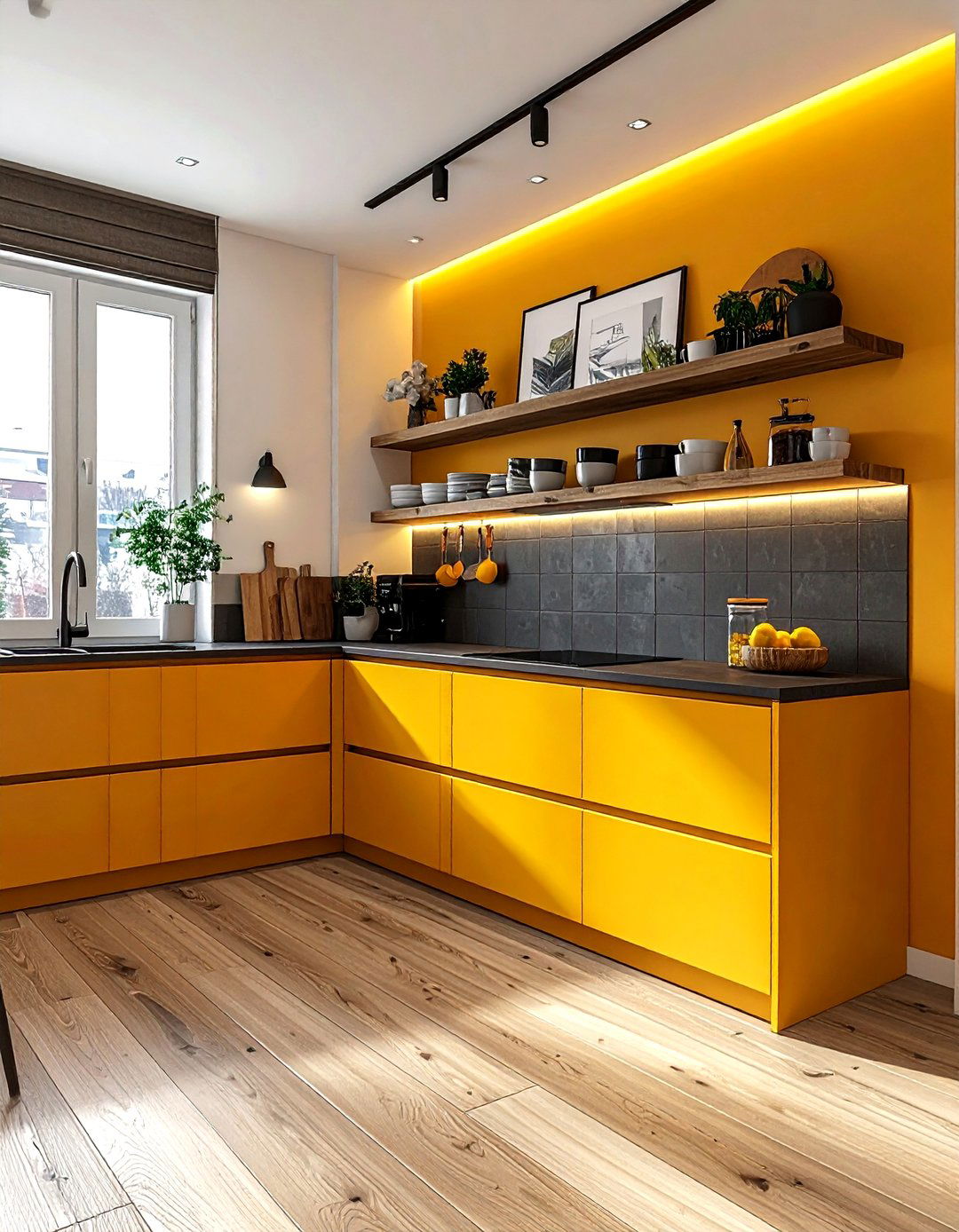 Ochre yellow accent - 30 cool paint color ideas