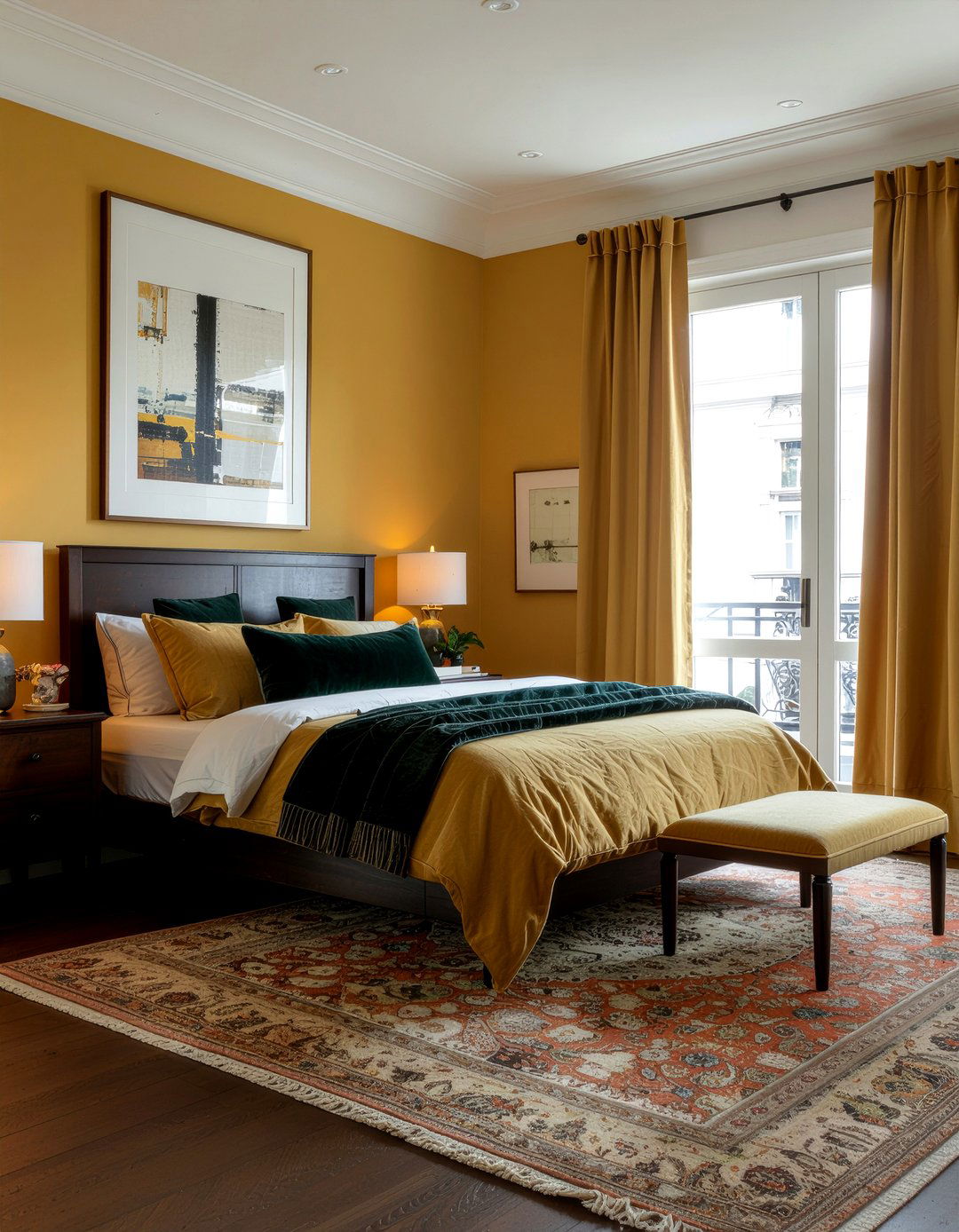 Ochre yellow bedroom - 30 warm toned bedroom ideas