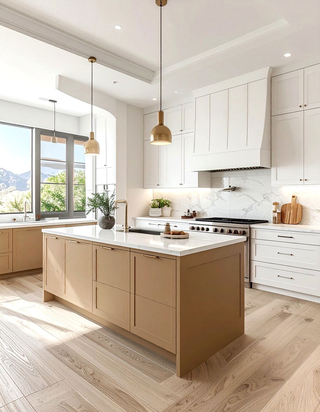 Off white and tan kitchen - 30 two-tone cabinet kitchen ideas