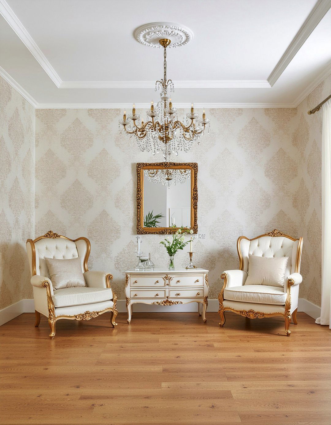 Off white damask wallpaper - 30 living room neutral wallpapers
