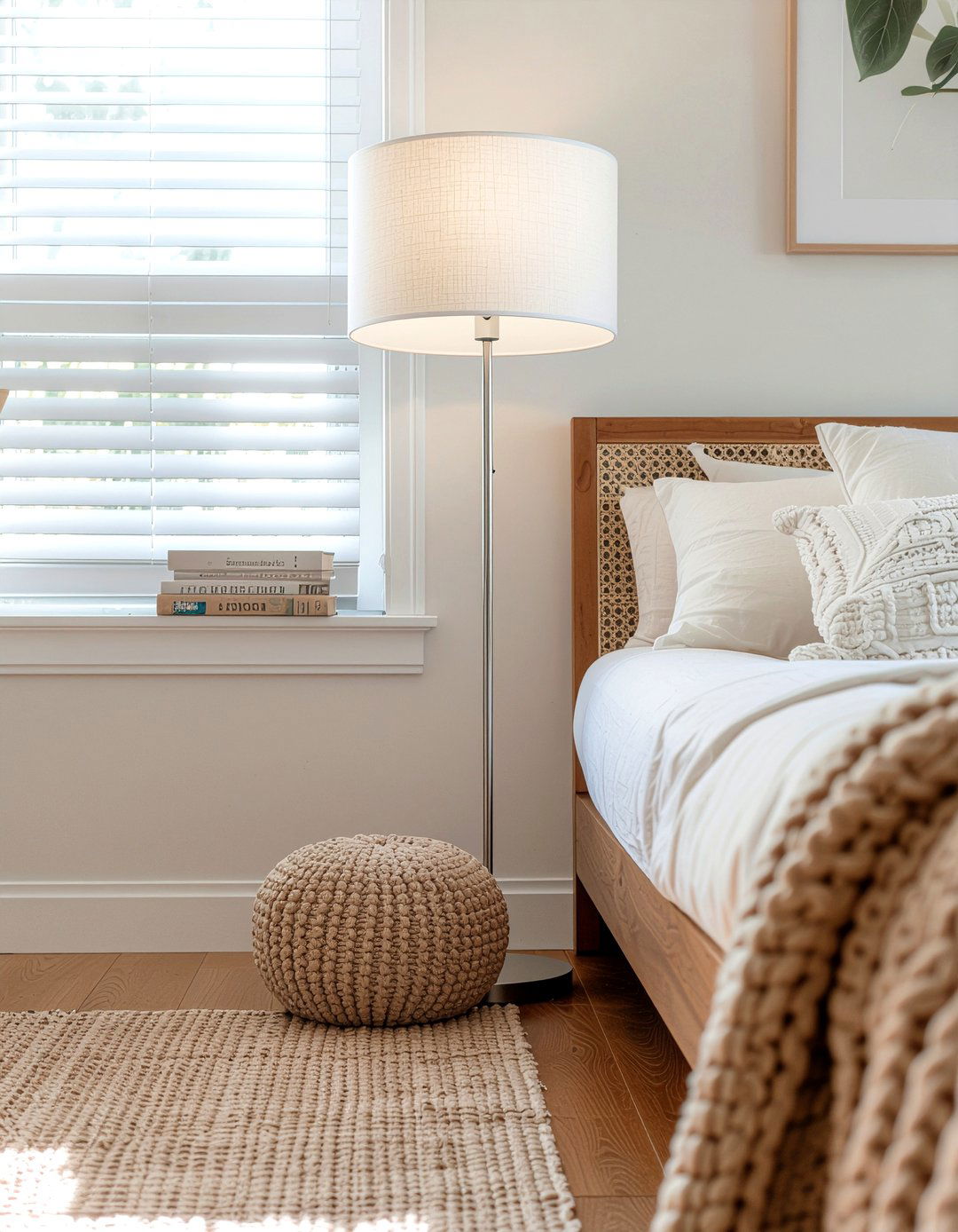 Off white floor lamp - 30 off-white bedroom ideas