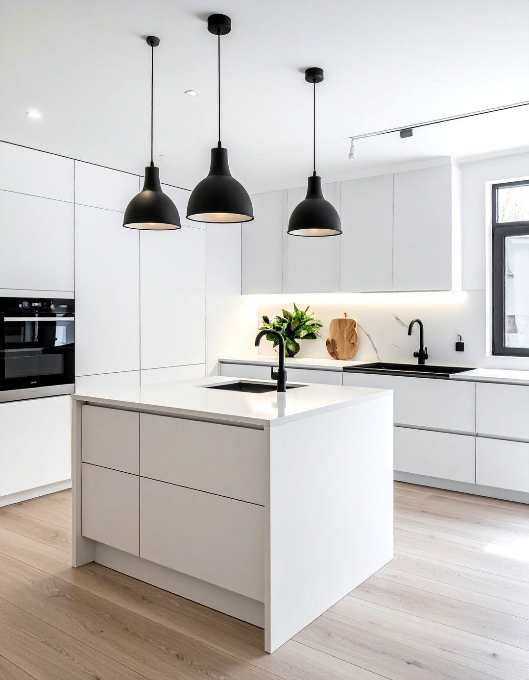 Off white kitchen with black accents - 30 warm white kitchen ideas