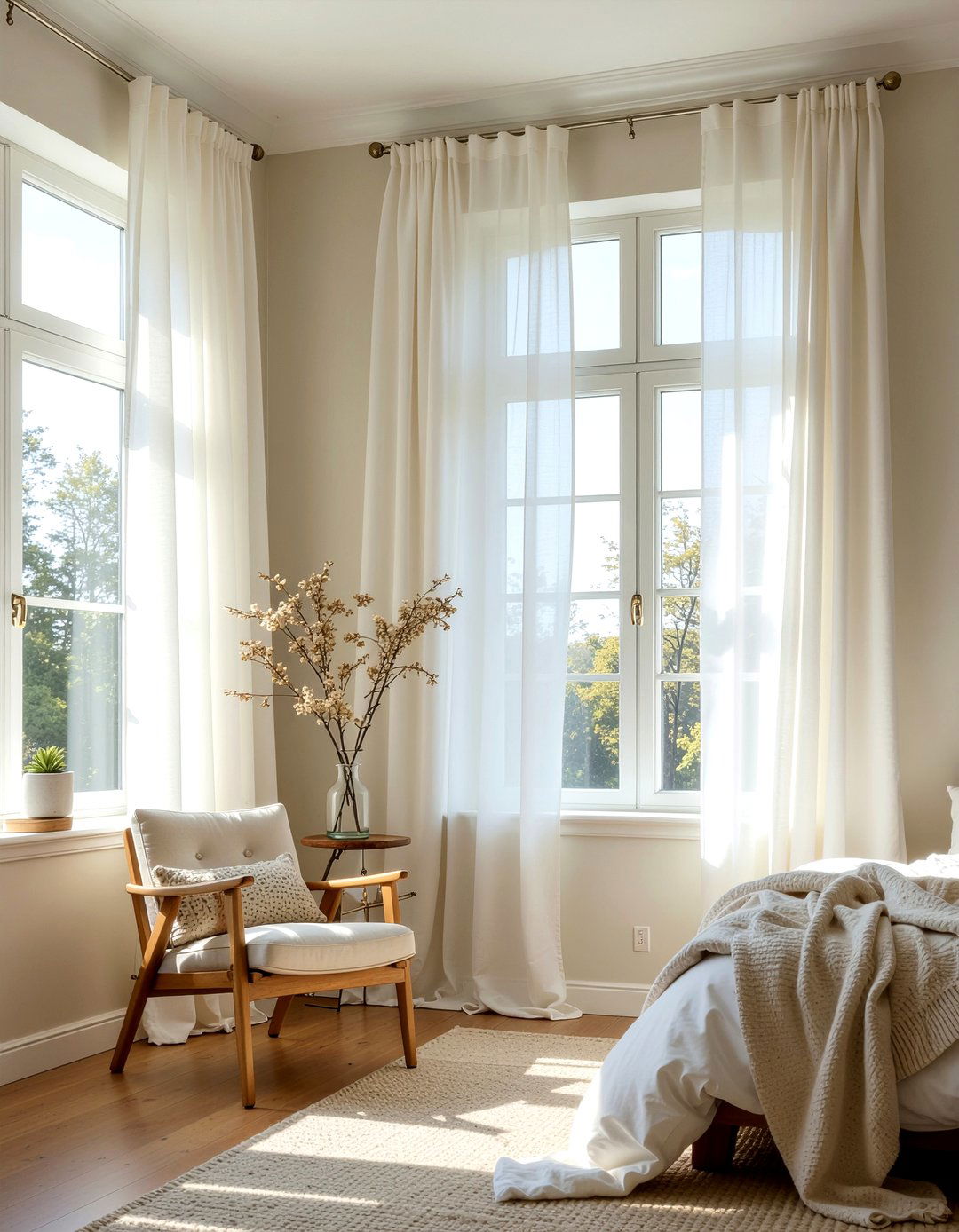 Off white sheer curtains - 30 off-white bedroom ideas