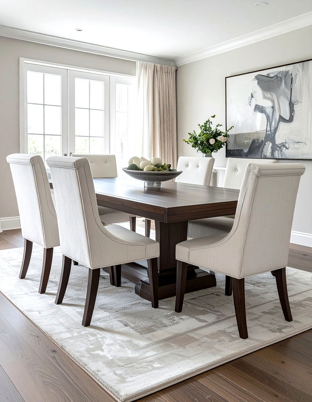 Off white upholstered dining chairs - 30 cream dining room furniture ideas