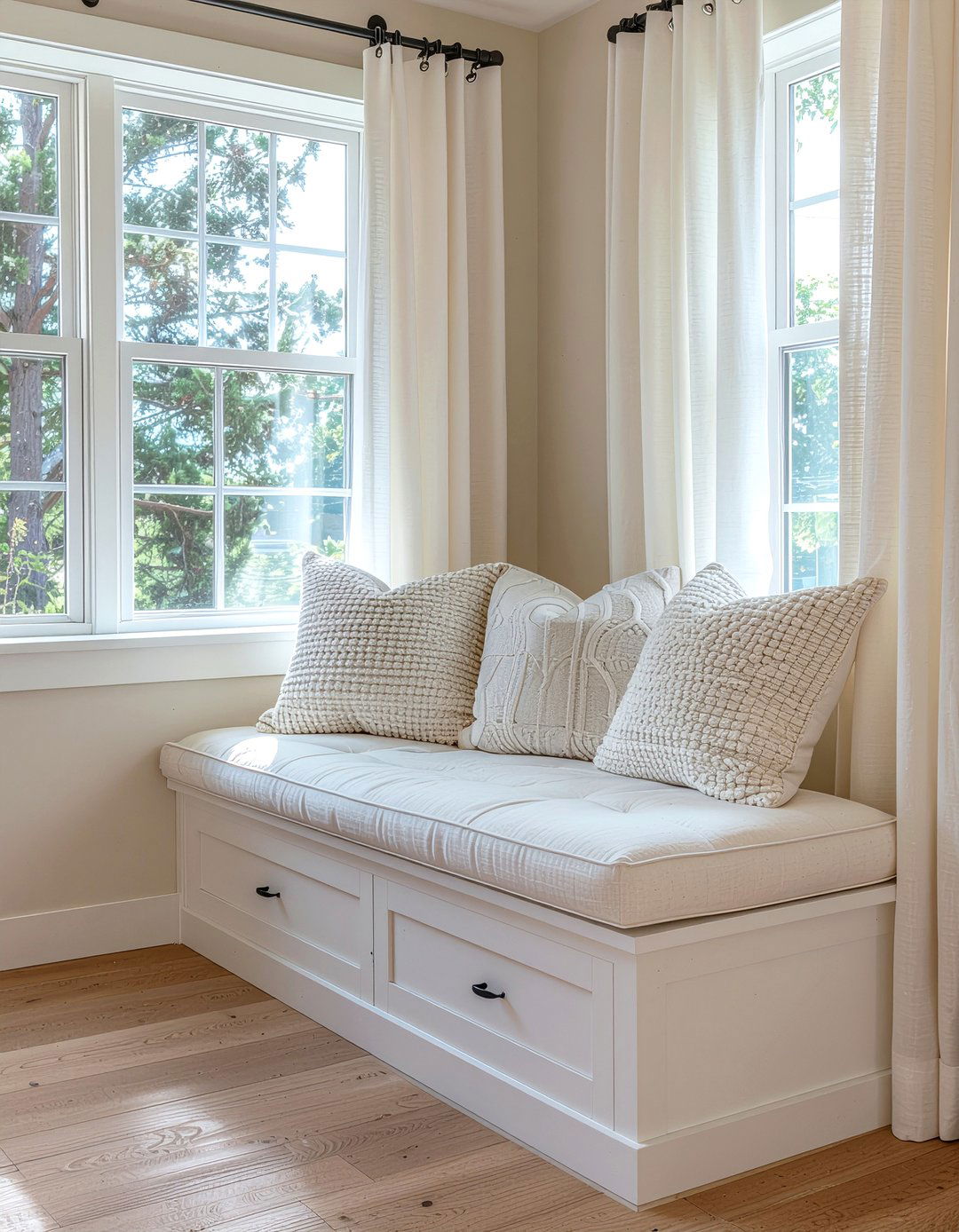 Off white window seat - 30 off-white bedroom ideas