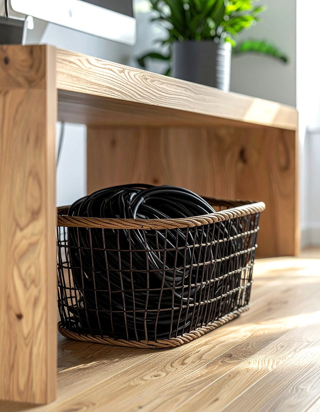 Office cord management basket - 30 wire basket ideas
