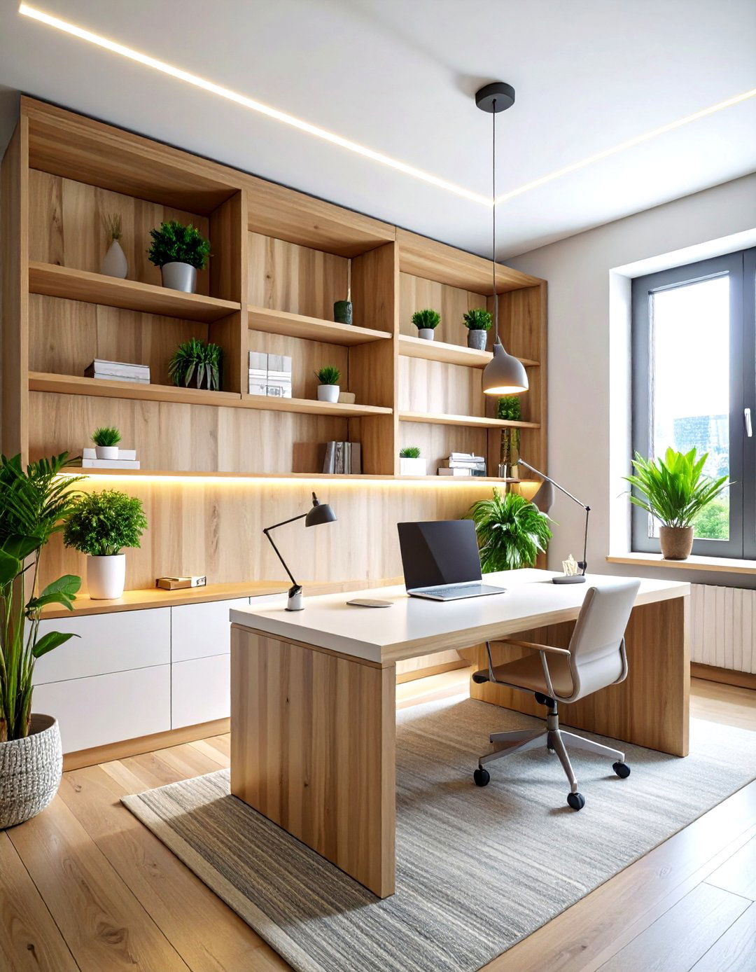 Office desk with shelving - 30 built-in bookcase ideas