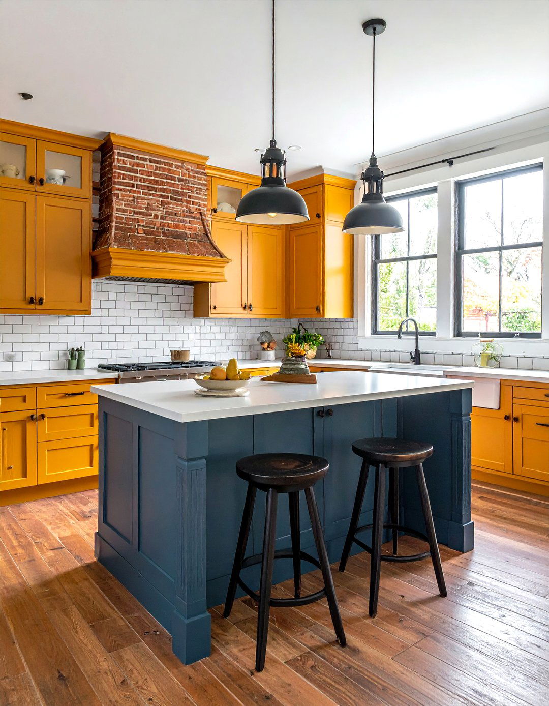 Offset white subway tile - 30 white subway tile kitchen ideas