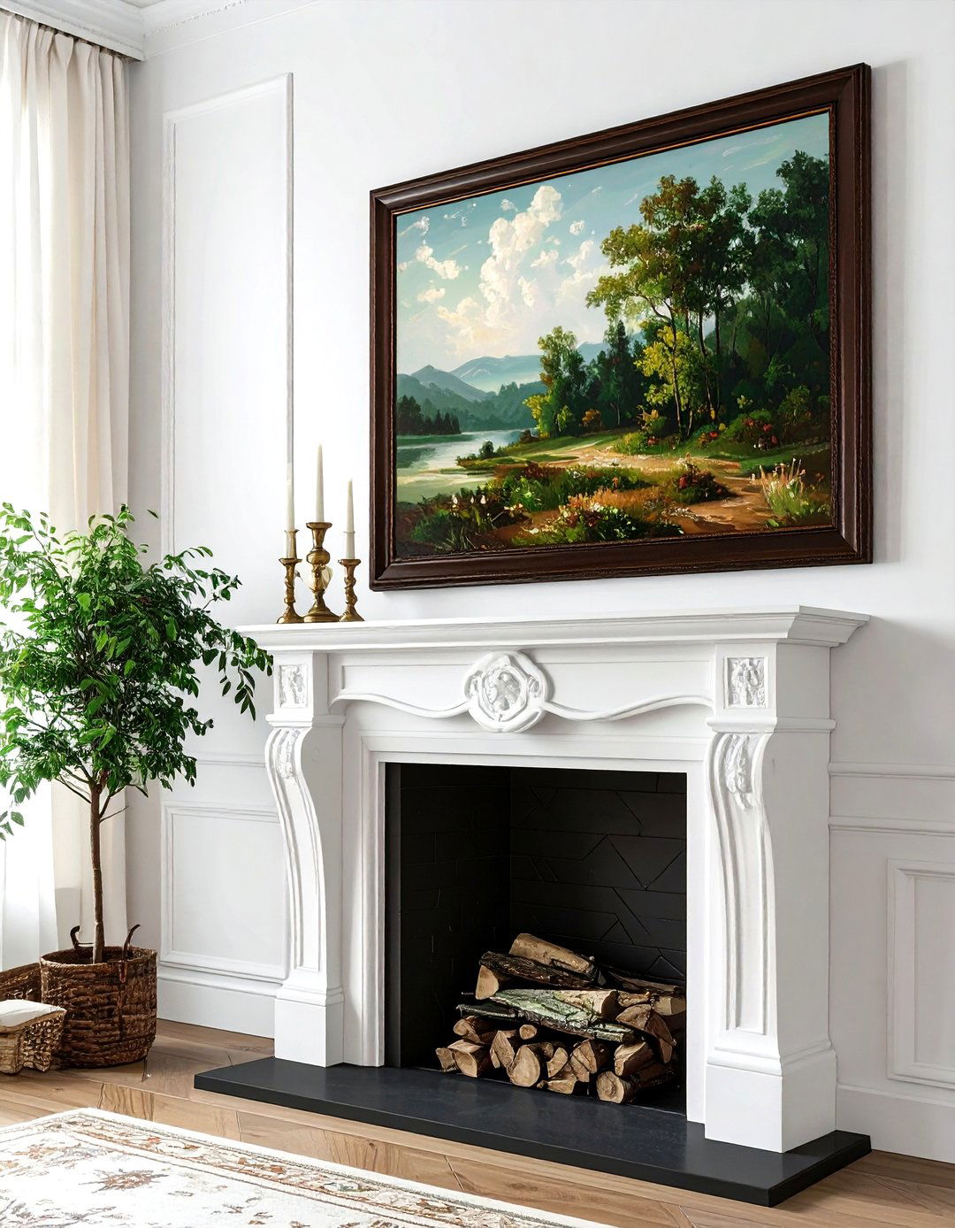 Oil Landscape Painting - 30 layered mantel ideas