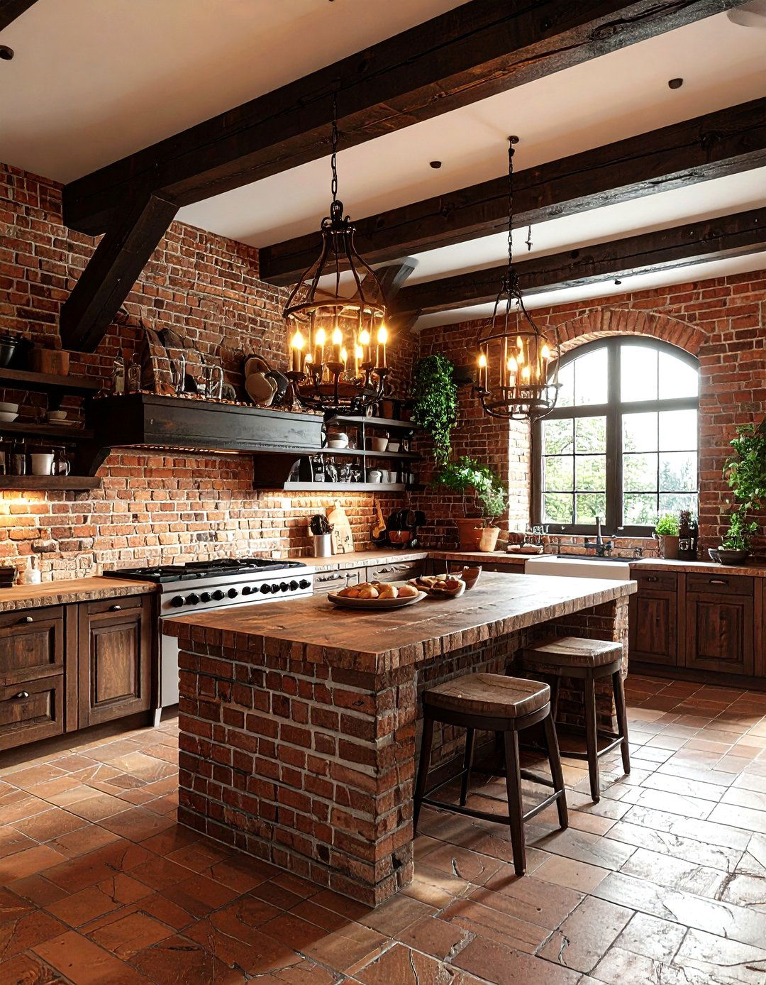 Old World Brick Kitchen - 30 brick kitchen ideas