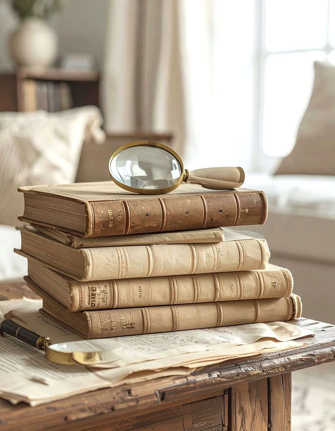 Old book stack - 30 light academia decor ideas