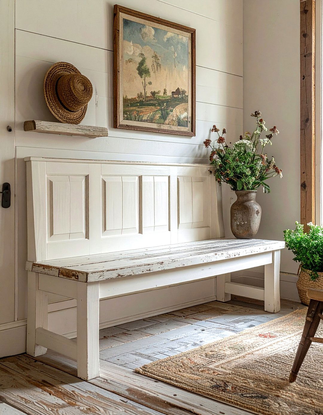 Old door bench - 30 upcycled dining room ideas