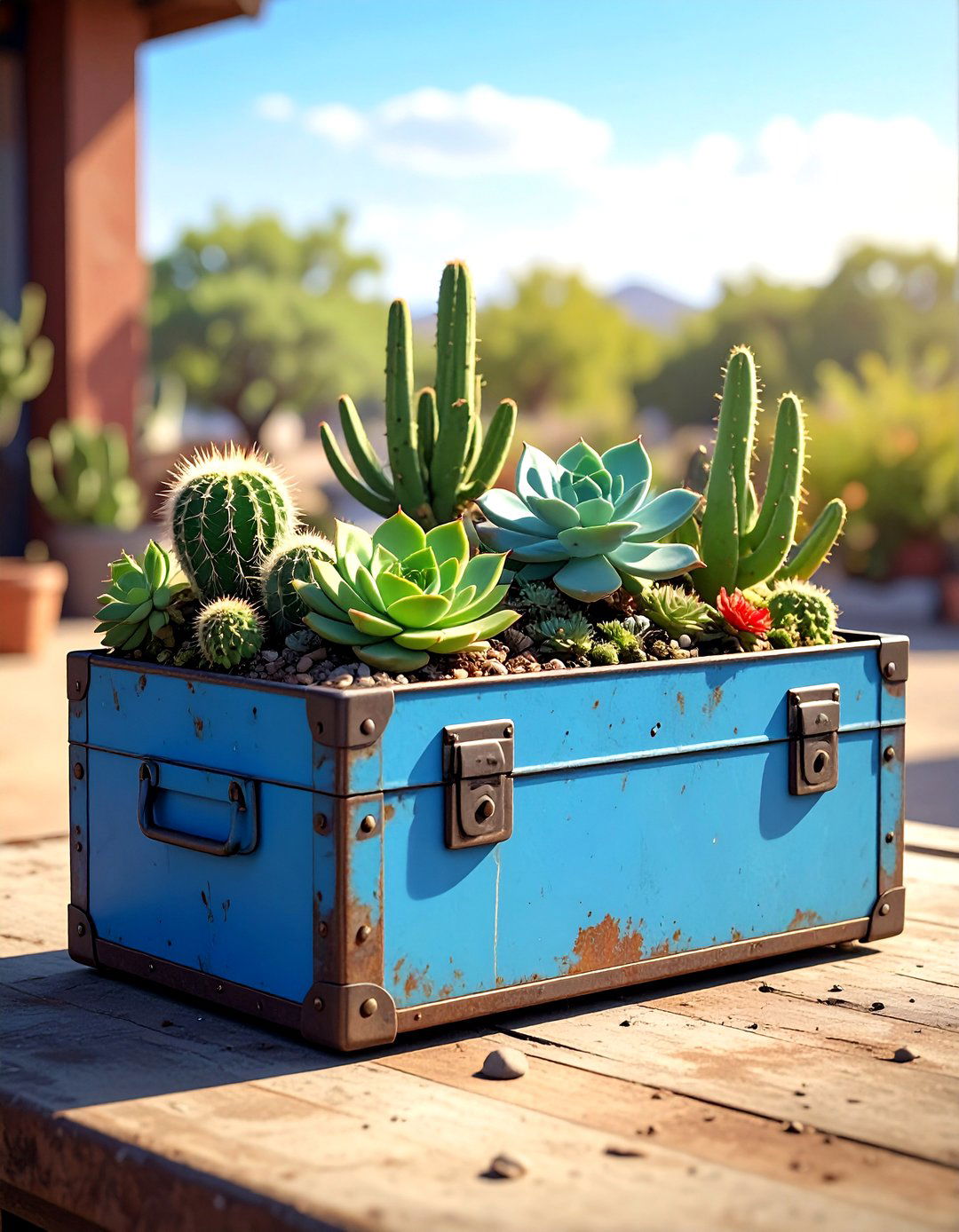 Old metal toolboxes - 30 vintage planter ideas