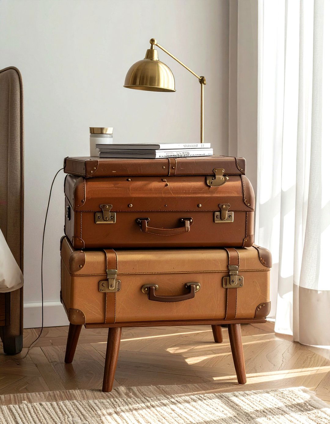 Old suitcase side table - 30 repurposed decor ideas