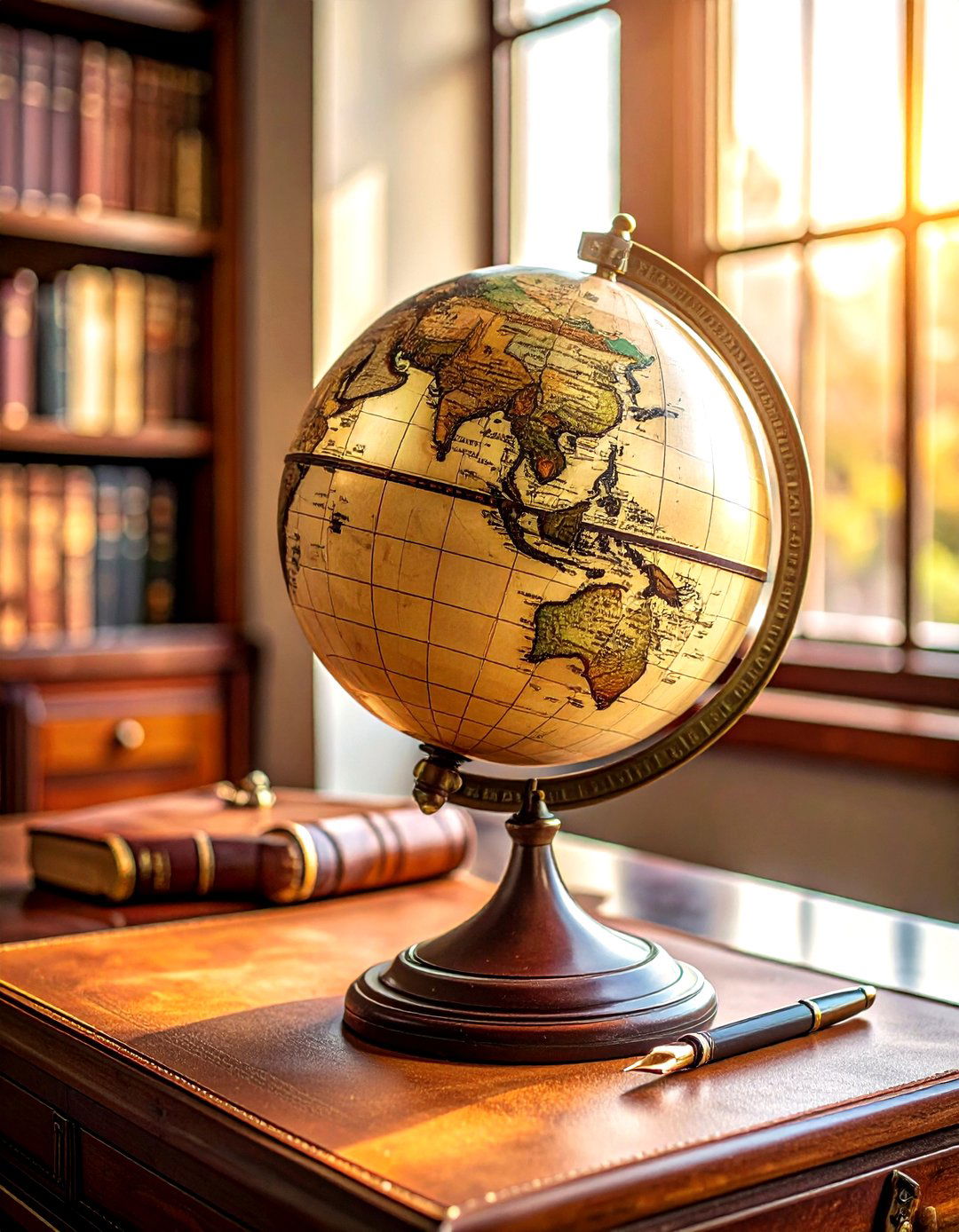 Old world globe on desk - 30 curiosity decor ideas