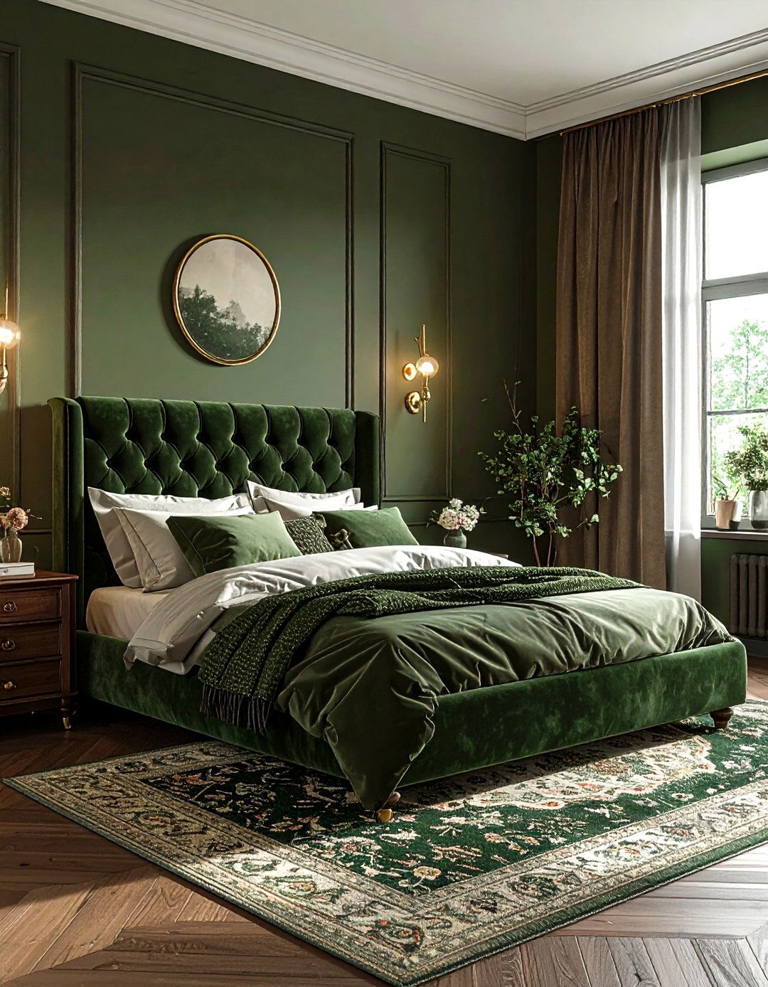 Olive Bedroom - 30 monochromatic bedroom ideas