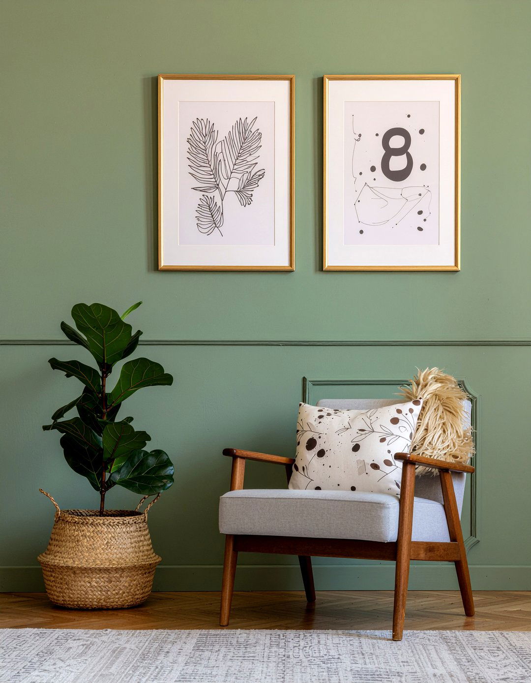 Olive Green Accent Wall - 30 olive green living room ideas