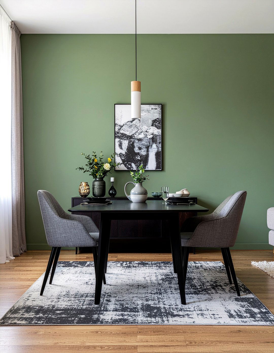 Olive Green Accent Wall Dining Room - 30 olive green dining room ideas