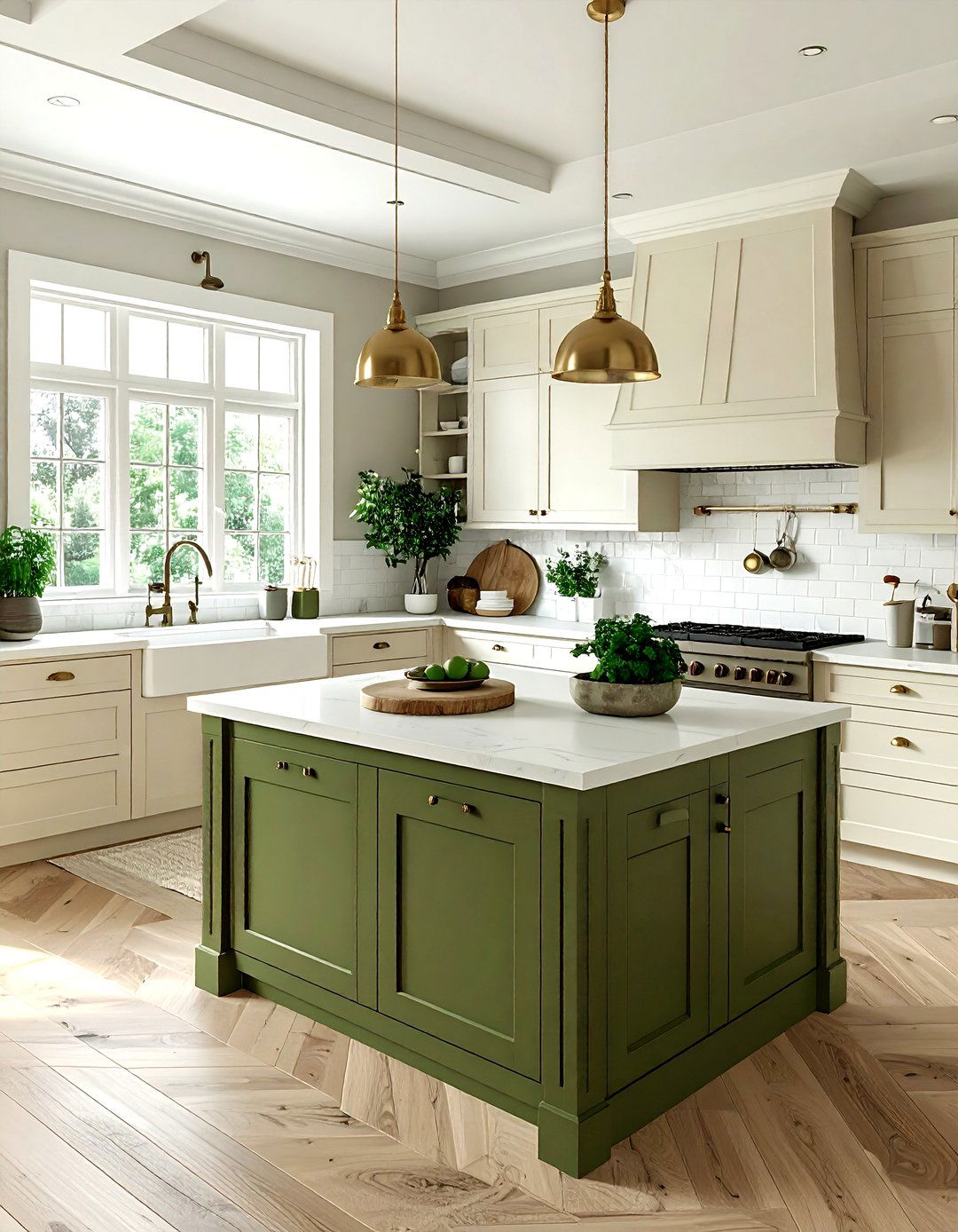 Olive Green And Cream Kitchen - 30 two-tone kitchen ideas