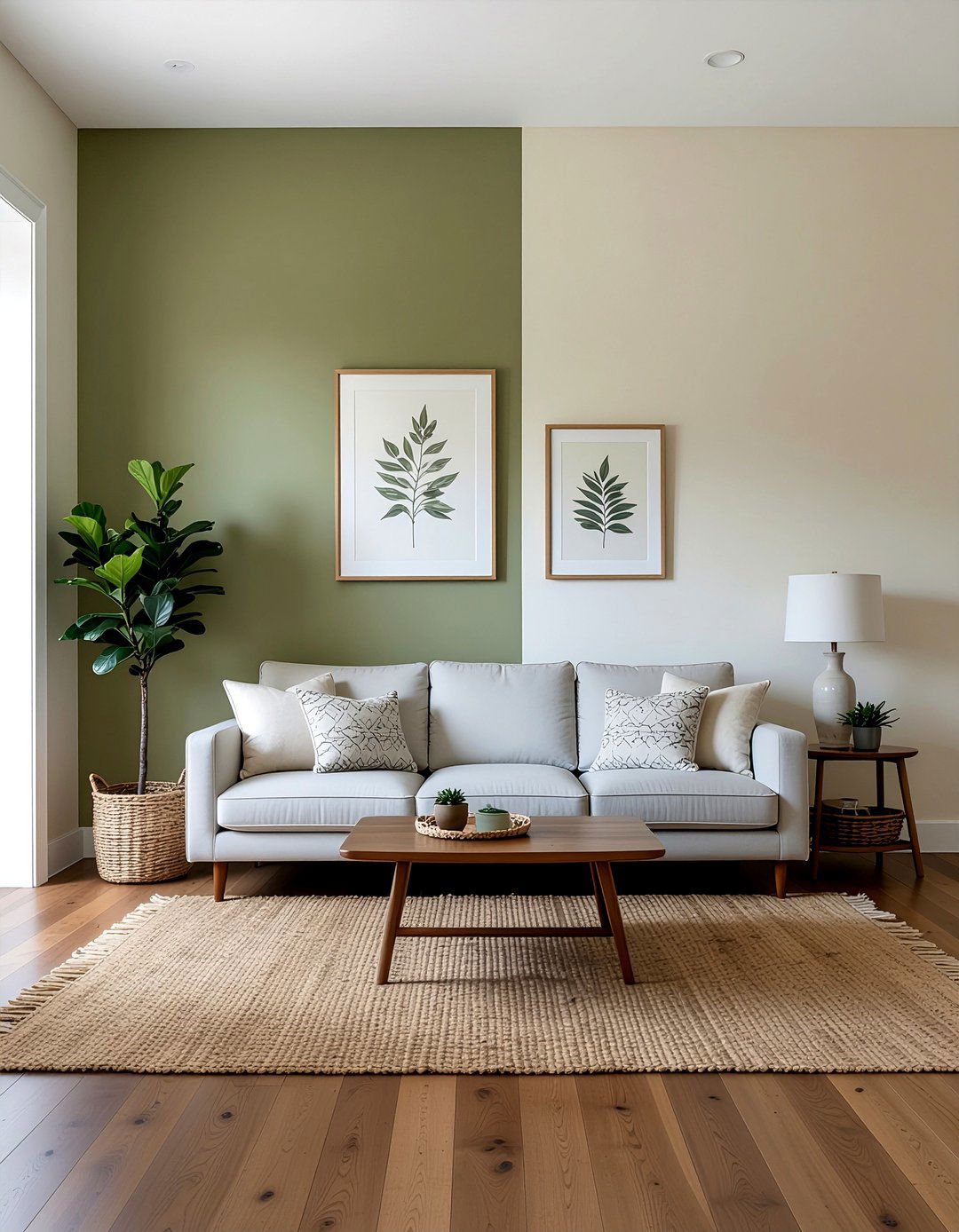 Olive Green And Cream Living Room Wall - 30 living room two tone walls