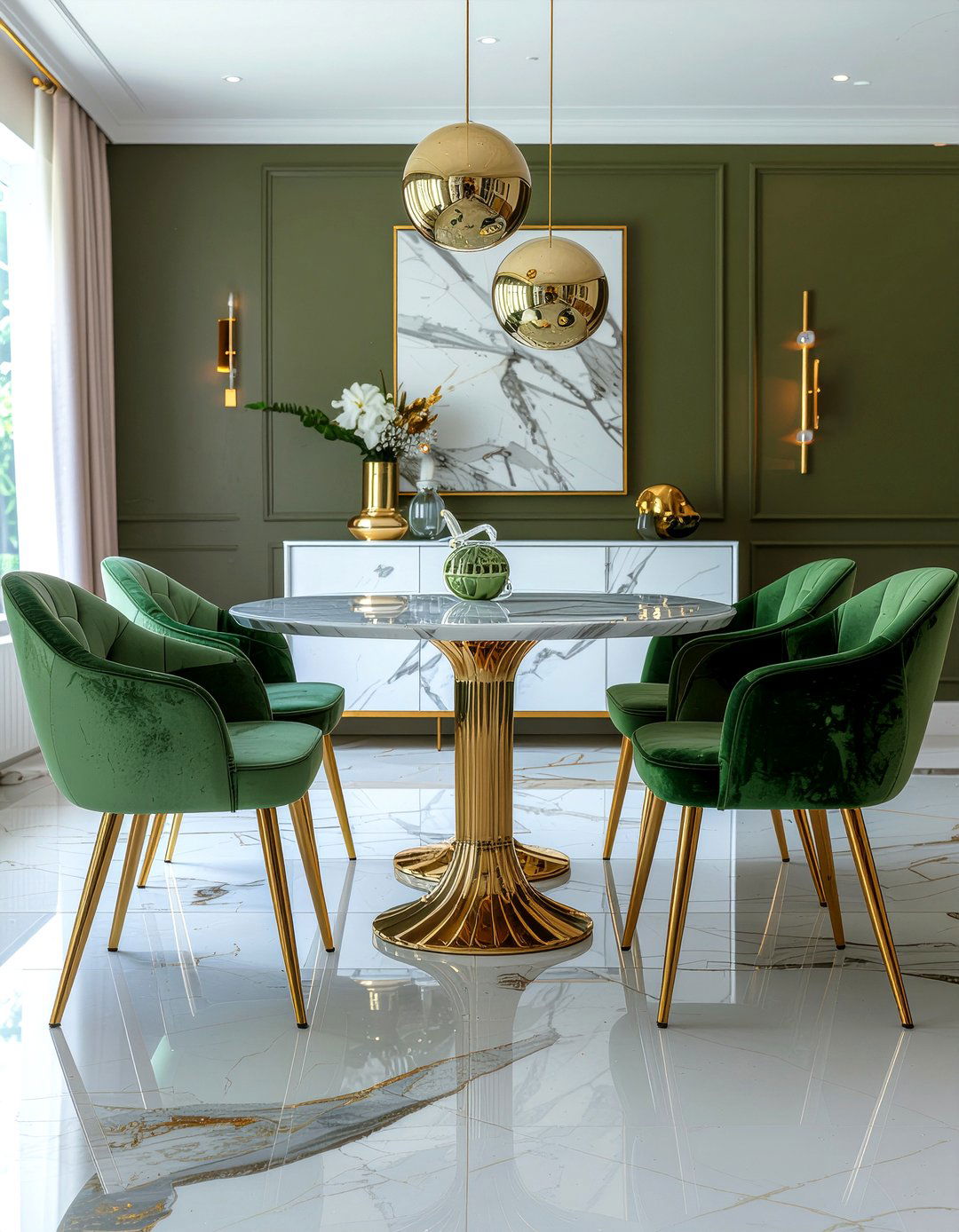 Olive Green And Marble Dining Room - 30 olive green dining room ideas