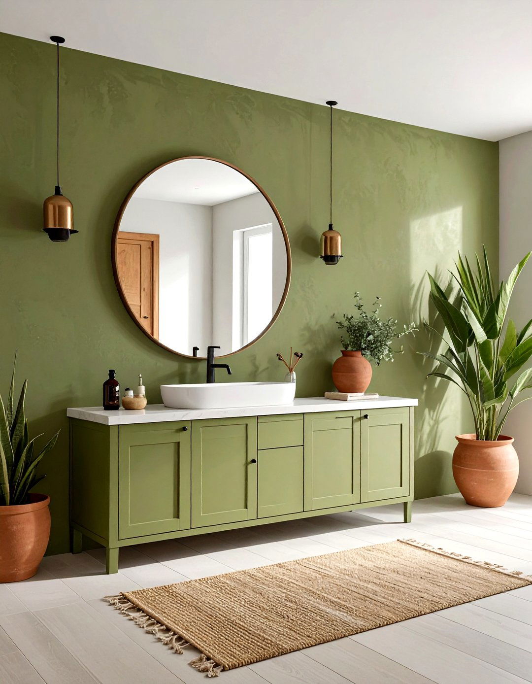 Olive Green Bathroom - 30 botanical bathroom ideas