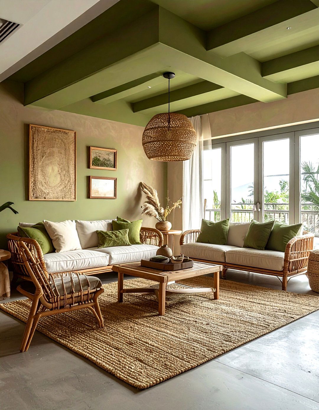 Olive Green Ceiling - 30 living room ceiling color ideas