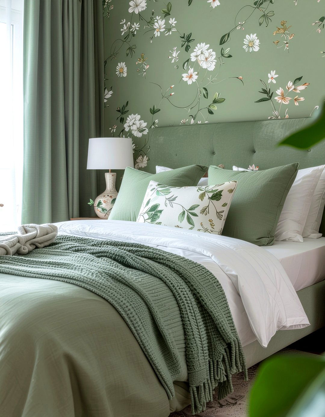 Olive Green Floral Wallpaper - 30 olive green bedroom ideas