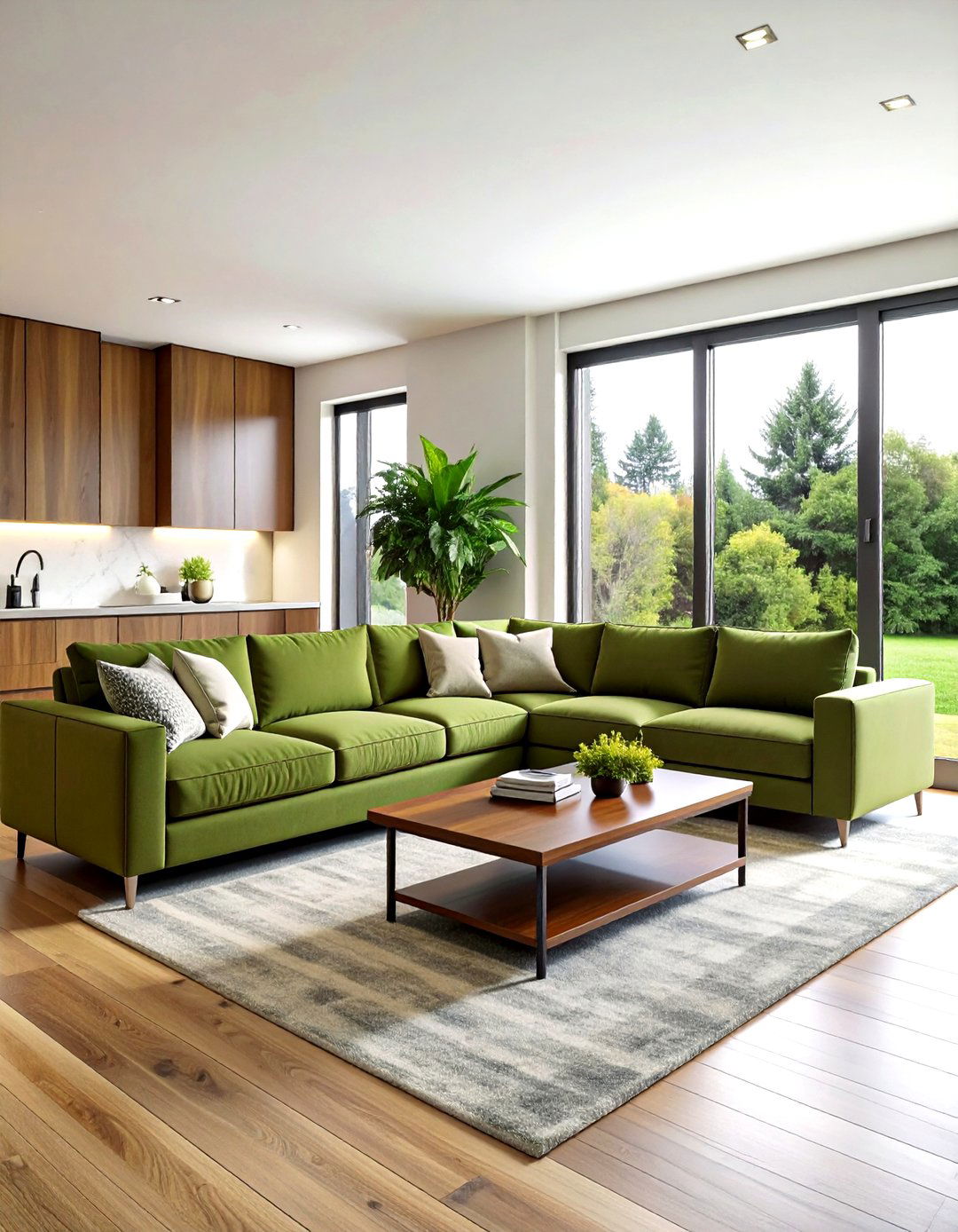 Olive Green High Traffic Sectional - 30 living room performance fabric sofa ideas