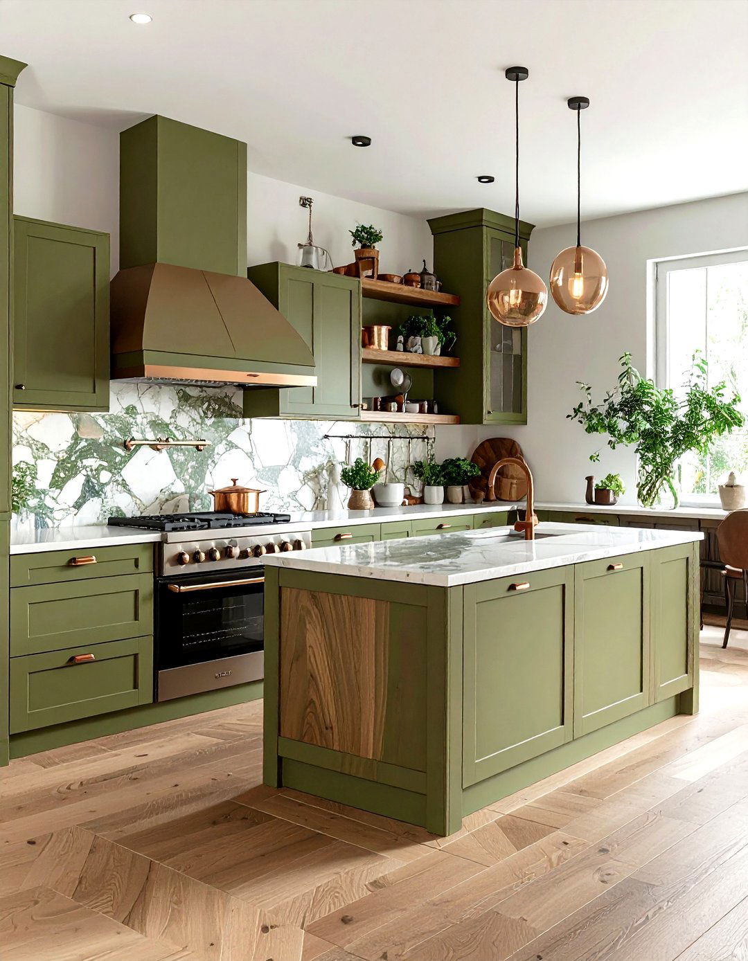 Olive Green Kitchen - 30 kitchen paint ideas