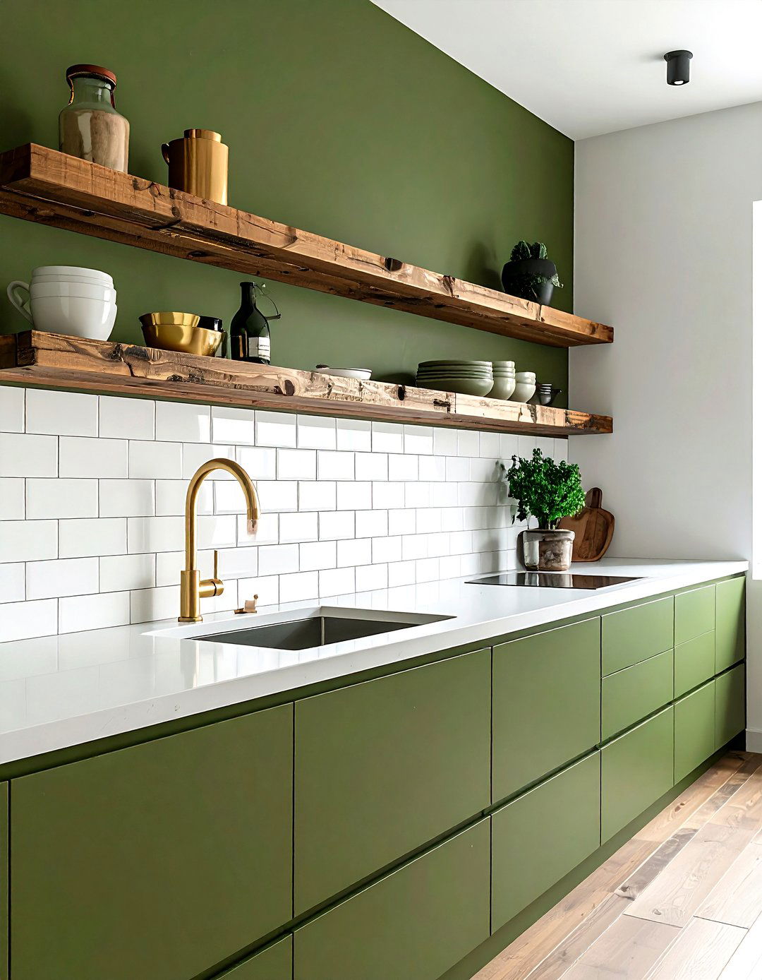 Olive Green Kitchen Wall - 30 accent wall paint ideas