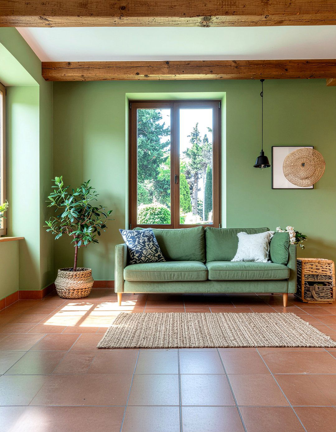 Olive Green Living Room - 30 bold color living room ideas