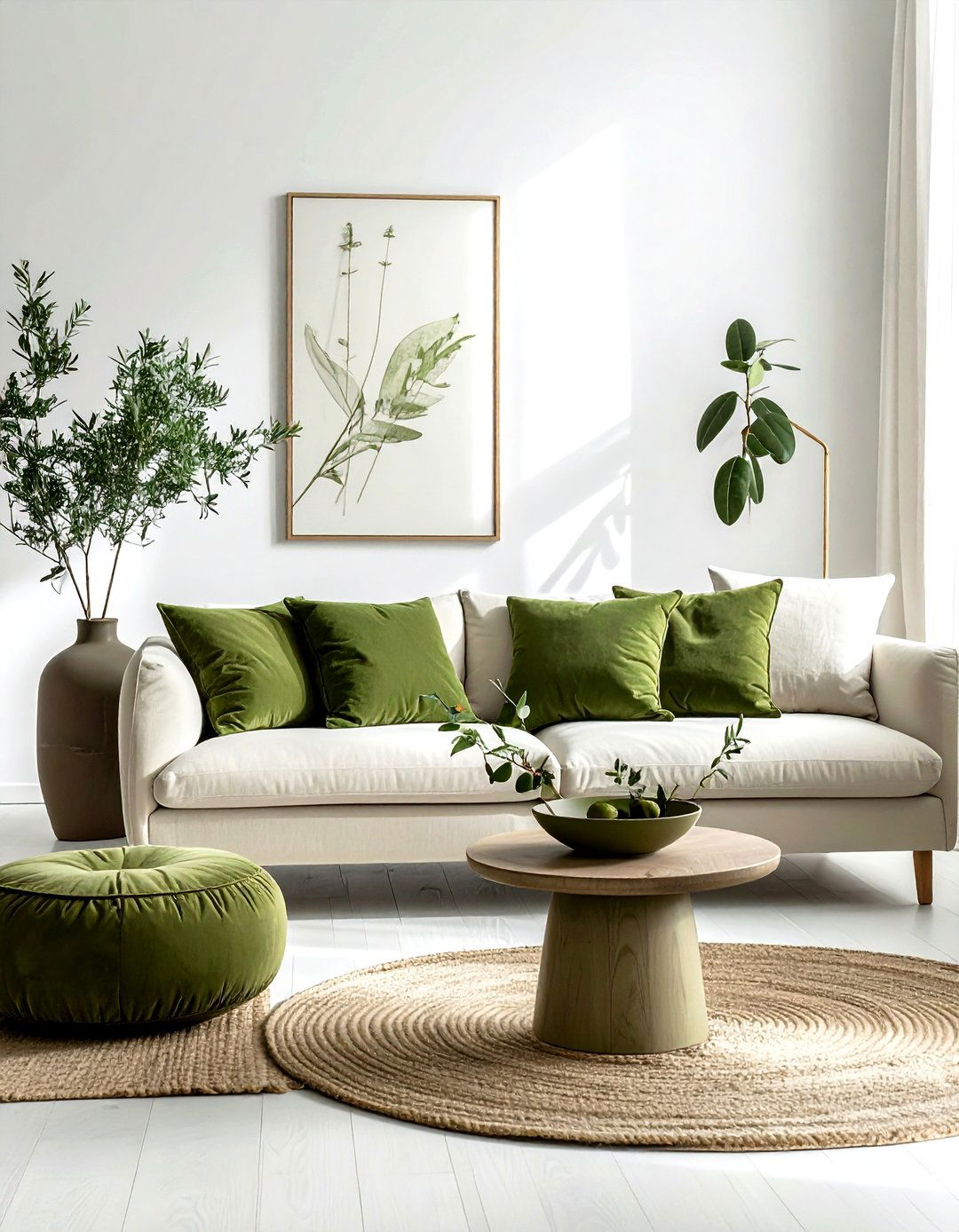 Olive Green Minimalist Decor - 30 scandinavian green living room ideas