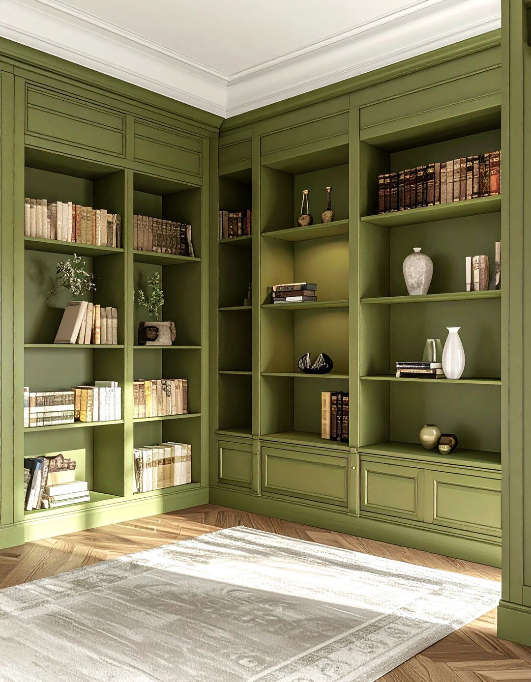 Olive Green Shelving - 30 olive green decor ideas