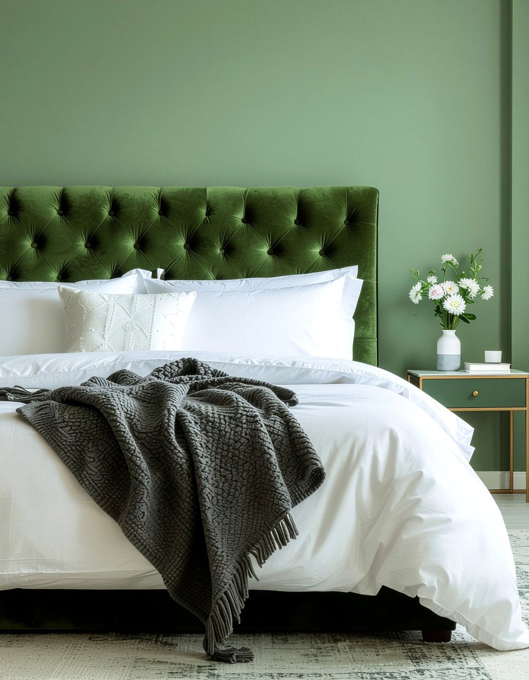 Olive Green Velvet Headboard - 30 olive green bedroom ideas