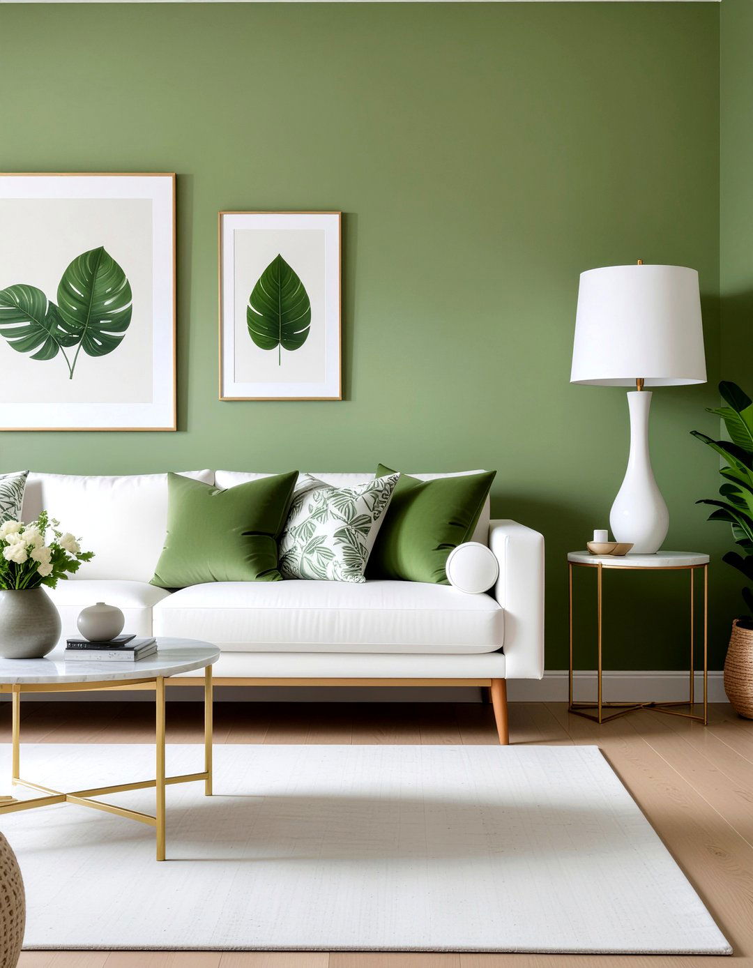 Olive Green and White Decor - 30 olive green living room ideas