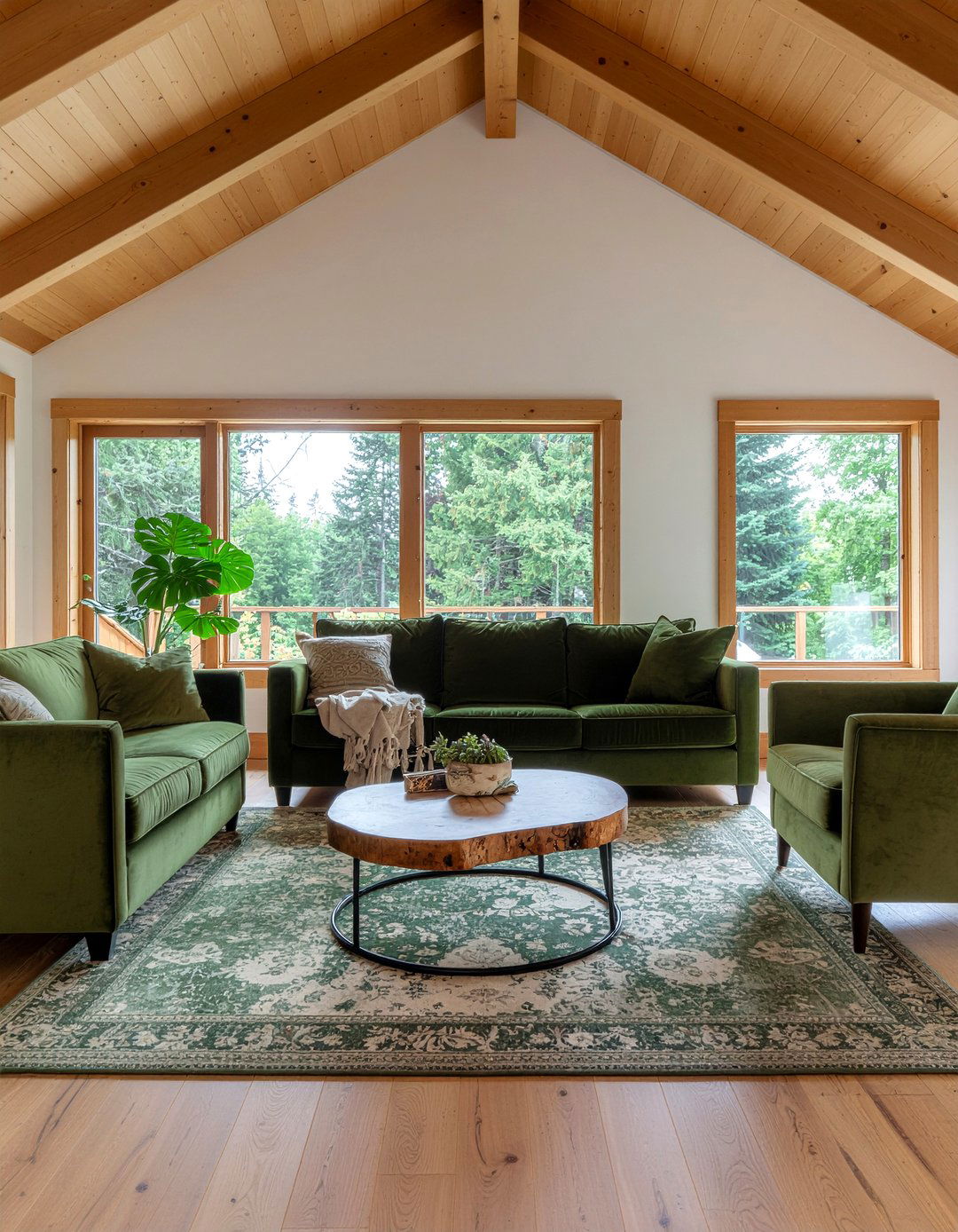 Olive Green and Wood Furniture - 30 olive green living room ideas