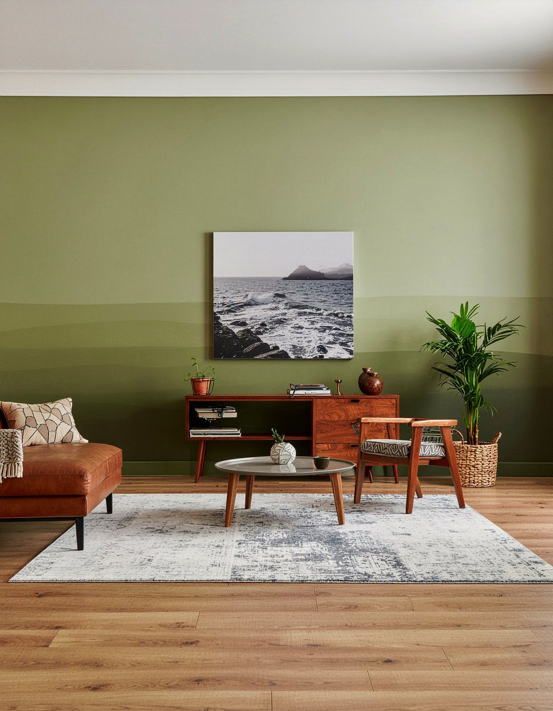 Olive Ombre Wall - 30 living room ombre wall ideas