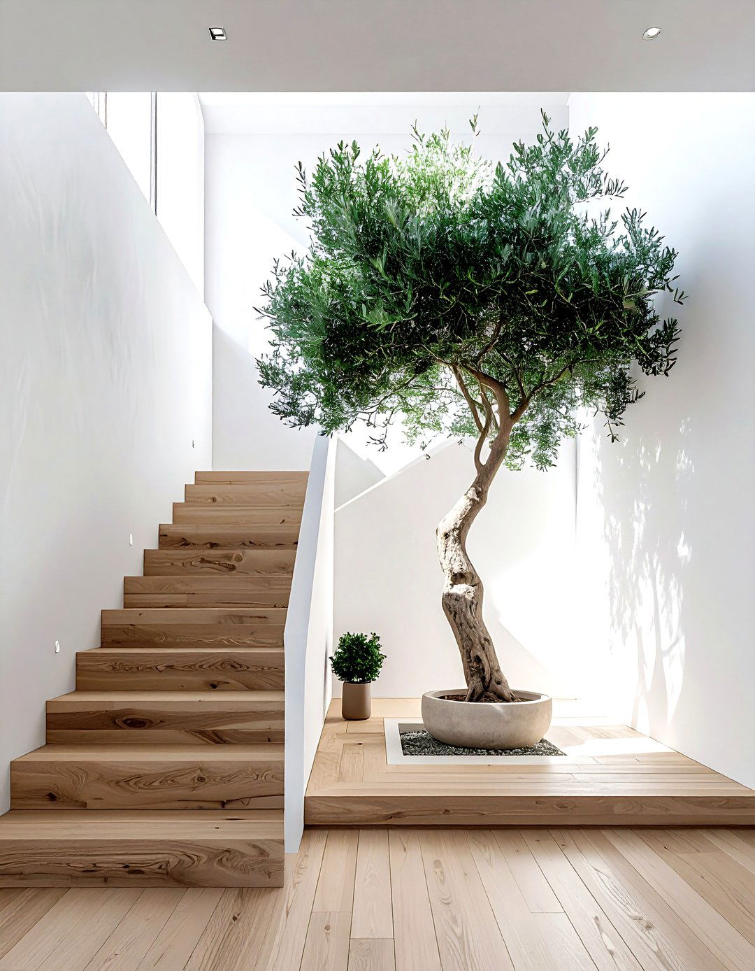 Olive Tree On Staircase Landing - 30 olive tree decor ideas