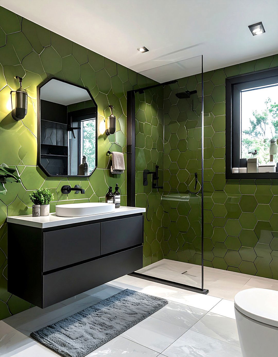 Olive green and black bathroom - 30 olive green bathroom ideas